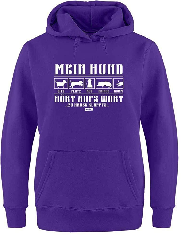 HARIZ - Sudadera con Capucha para Mujer con Texto en alemán Mein Hund Hört Aufs Wort 2 Hund Haustier Plus 