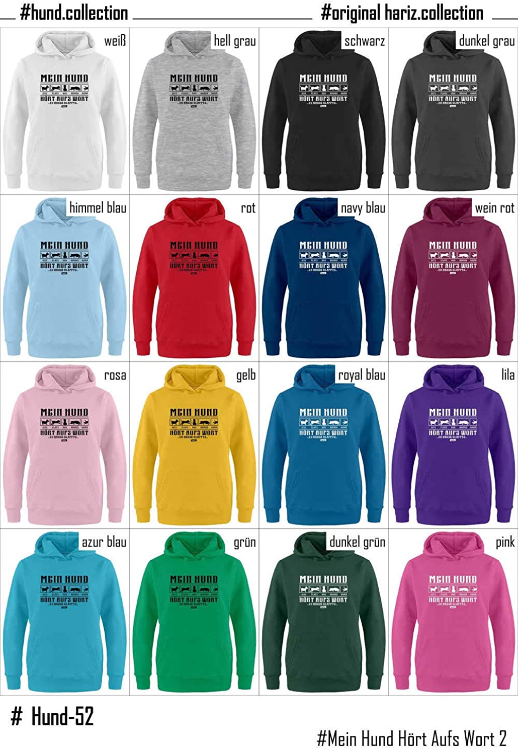 HARIZ - Sudadera con Capucha para Mujer con Texto en alemán Mein Hund Hört Aufs Wort 2 Hund Haustier Plus Rosa XXL 