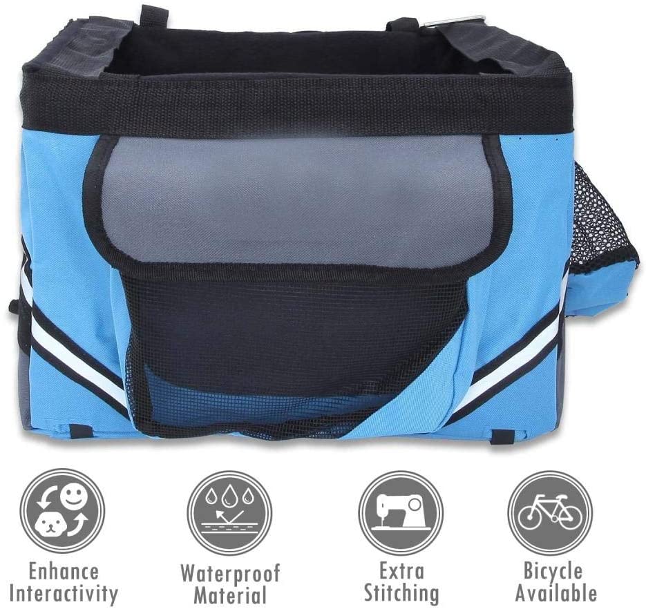  KNFBOK Bolsa Manillar cestas para Bicicletas Bolsa de Bicicleta para Mascotas,Viaje,Coche,Gato,Perro,Bicicleta,Cesta,Bicicleta,Bolsa de Bicicleta,práctica,de Menos de 6 kg - Azul 