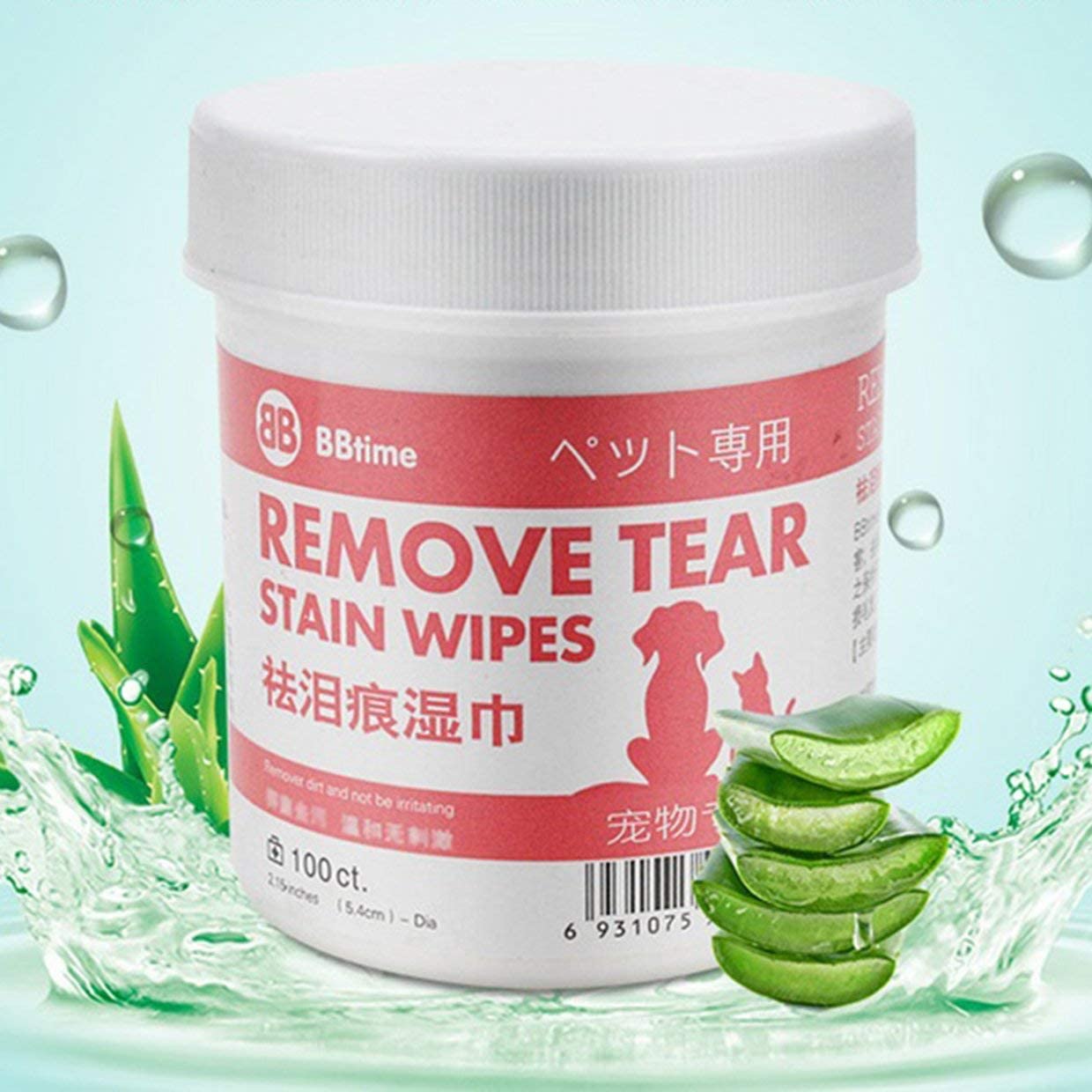  MXECO Toallitas para ojos para mascotas Perros y gatos Elimina de forma natural la suciedad Evita las lágrimas Irritaciones por manchas Infecciones Ingredientes Aloe Vera 100 Count 