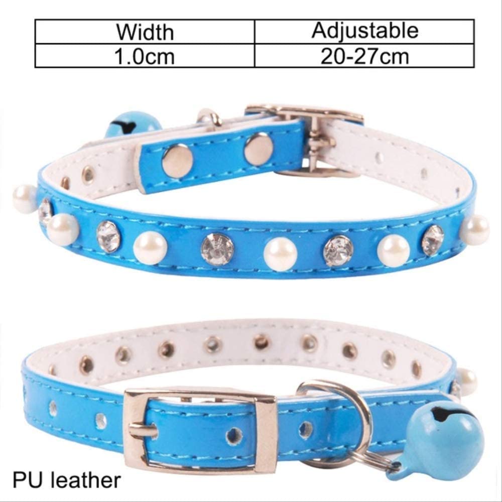  NONE Kit de Gato y Cachorro para Mascotas Kit de Gato Collar de Gato con Collar de Campana Collar de Perro de Gato Accesorios 20-27cm azul-jw0005 