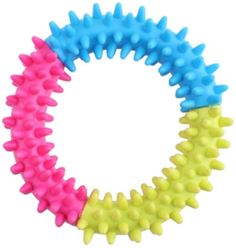  Qaz Juguete mordedura de Perro-Resistentes Juguete de Peluche Molar Golden Retriever Cachorros Cachorro suministra Anillo de Goma Limpia Espinosa Mascota (Color : 1, Size : One Size) 