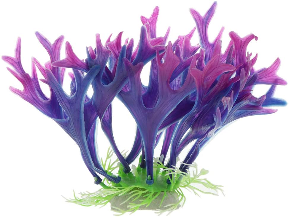  SM SunniMix Decoraciones De La Caja De Reptiles del Acuario, Plantas De Astas Artificiales Y Realistas, Que Proporcionan Un Mundo Natural Animado para Sus Mascota - Púrpura, Los 6x4.5x12cm 
