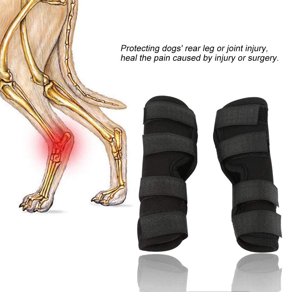  Smandy Almohadillas para la Rodilla del Perro, 1 par de Perro Patas traseras Brace Mascota Lesión quirúrgica Vendaje del Vendaje Cura Protector de la Herida(Negro, s) 