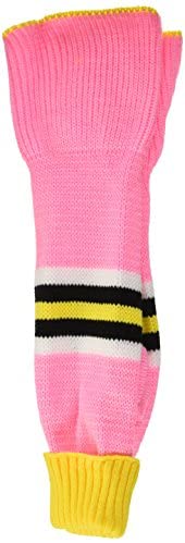  sourcingmap – Acanalado Dobladillo Mascota de Punto de Cuello Alto Vestido de Jersey, Grandes, Amarillo/Rosa 