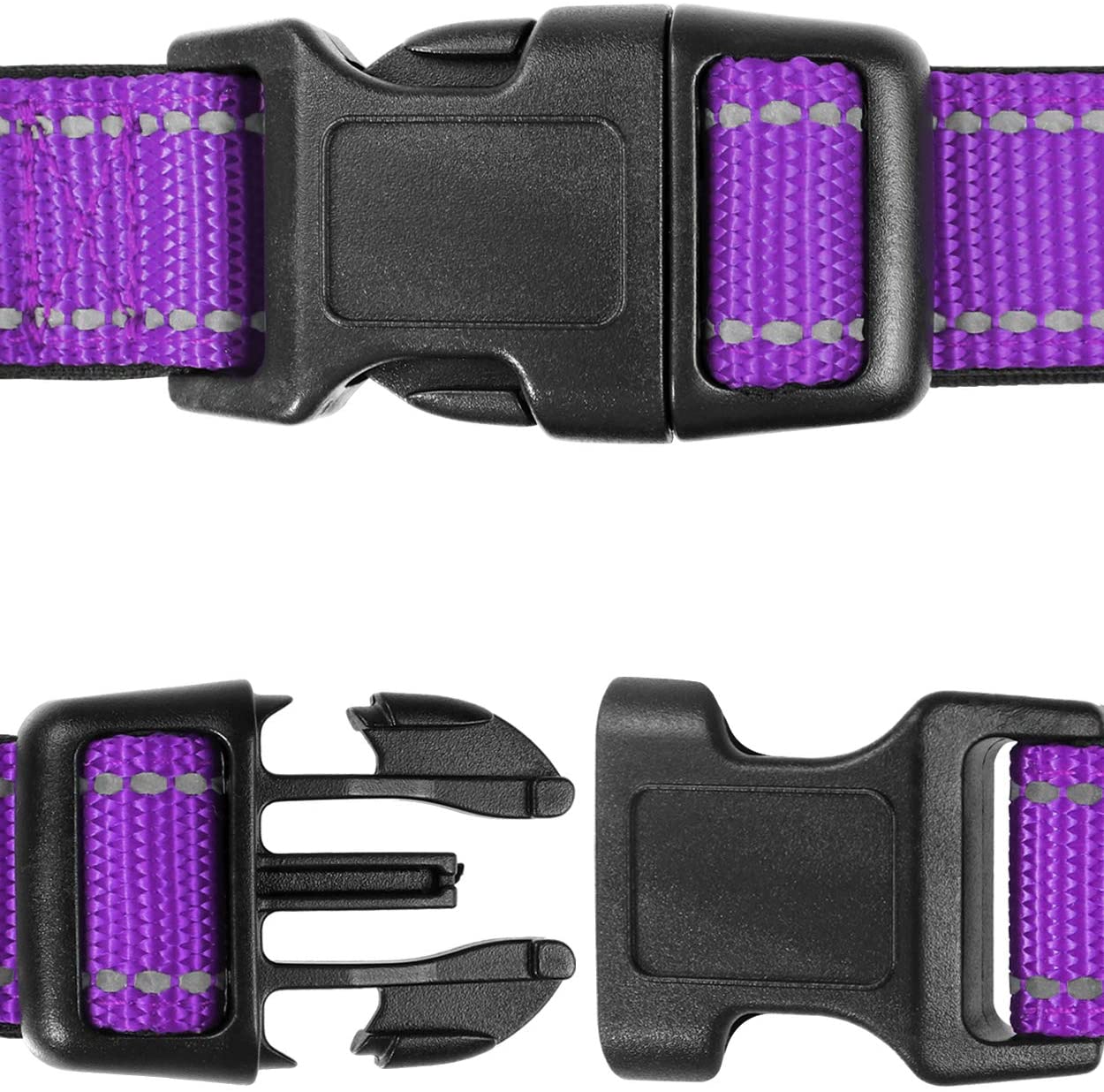  TagME Collar de Perro Reflectante Personalizado,Placa de Acero Inoxidable,Grabado con Nombre y Número de Teléfono,Deslizar en Las Etiquetas de Identificación del Perro,Púrpura 