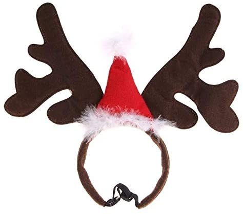  UZZHANG Fuentes del Partido de Cosplay del Gato de Navidad del Perrito Cinta de Cabeza for Mascotas Cuerno de Ciervo Sombrero de la Felpa del Perro del Traje Decorativo de Productos for Mascotas 