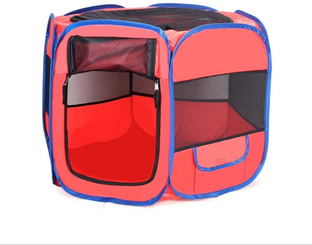  WEATLY Suministros de Mascotas Venta al por Mayor Los Gatos y los Perros se Pueden Plegar al Aire Libre Jaula de Coche portátil Impermeable Oxford Tela Seis cercas. (Color : Azul, Size : L) 