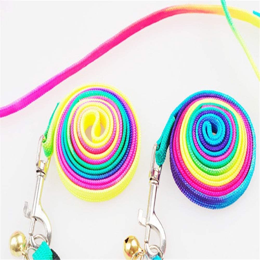  XYBB Arnes Perro Mascota Perro Correa Correa Arnés Nylon Arco Iris Pequeño Cachorro Gatito Correa Correa Caminar Fuera Correa De Mano Chaleco Collar para Gato Conejo Tamaño Libre Colorido 