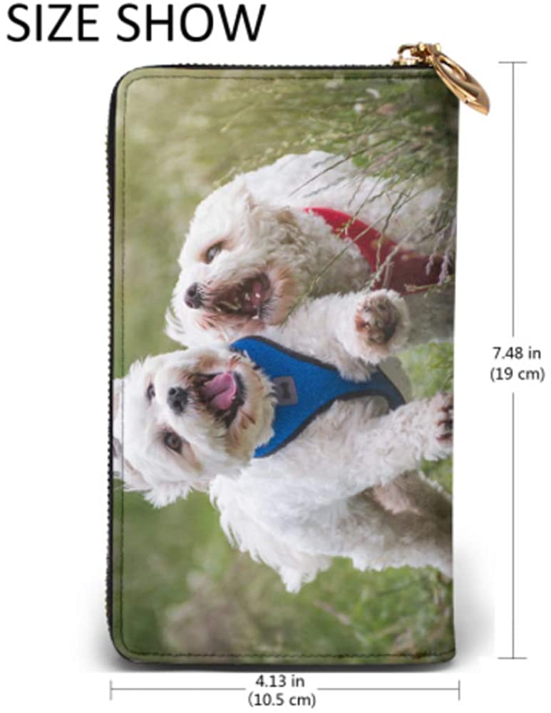  YUXB Bolso de moda Cartera con cremallera Happy Dogs Teléfono Cartera de embrague Cartera de noche Bloqueo Cartera de cuero Organizador de múltiples tarjetas 