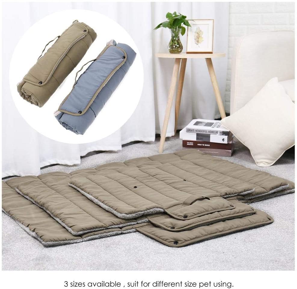  Z-NING Perros Plegables Mascotas Estera para Viajes al Aire Libre Gato Cama para Perros Cachorro Suave y cálida Alfombra de Viaje Gruesa para Perro Gato   Cojín fácil , Caqui, M 
