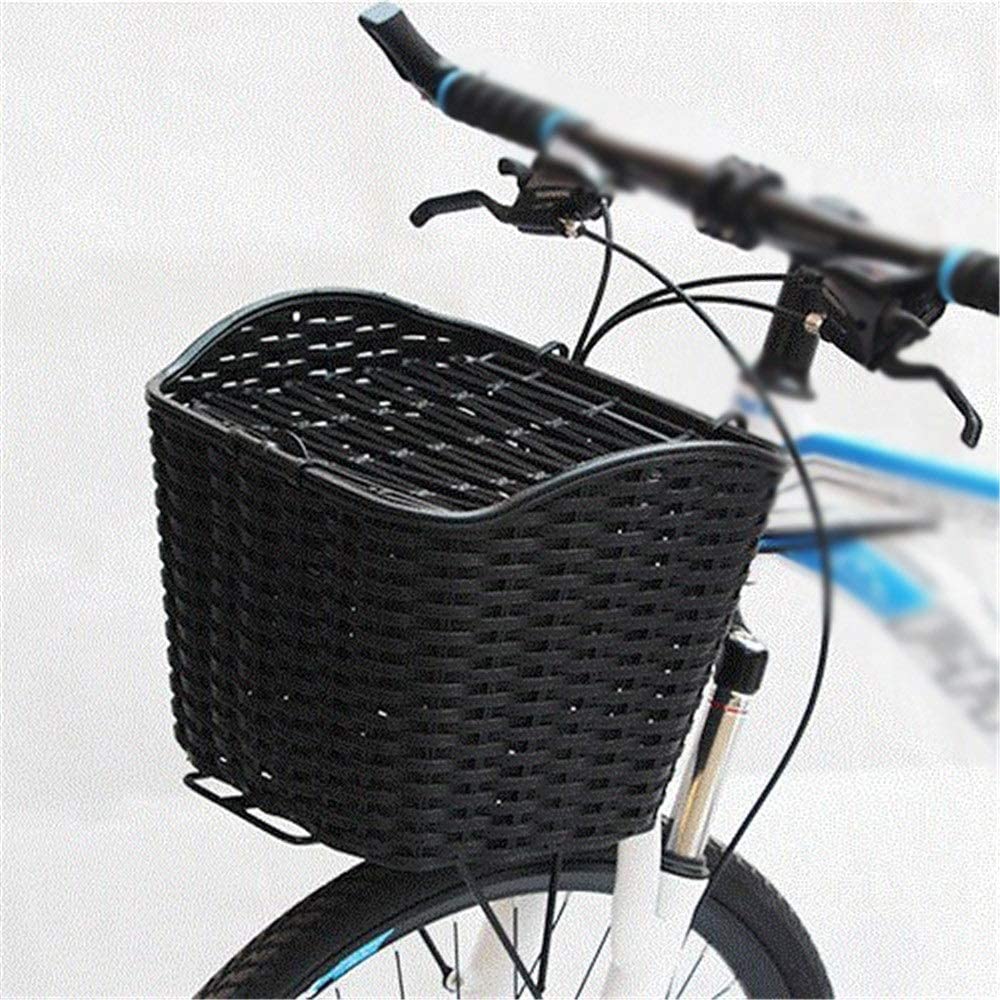  Zhengowen OS Cesta de Bicicleta Cesta plástica for Bicicleta con Ganchos Cesta Desmontable montada en Bicicleta Junior de Malla Tejida con Tapa for Compras Fácil de Instalar Bicicleta Cesta Delantera 