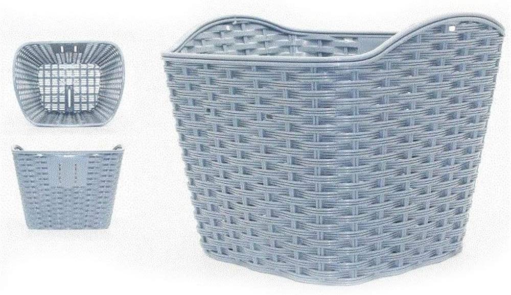  Zhengowen OS Cesta de Bicicleta Cesta plástica for Bicicleta con Ganchos Cesta Desmontable montada en Bicicleta Junior de Malla Tejida con Tapa for Compras Fácil de Instalar Bicicleta Cesta Delantera 