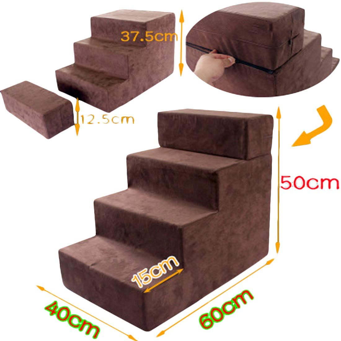  Zhyaj Rampa para Perros Escalera Perro Escaleras para Perros Cama Perro Grande Escaleras Escalada para Perros Gatos 3 se Pueden ensamblar en 4 Capas IR a la Escalera Cama Lana de algodón 
