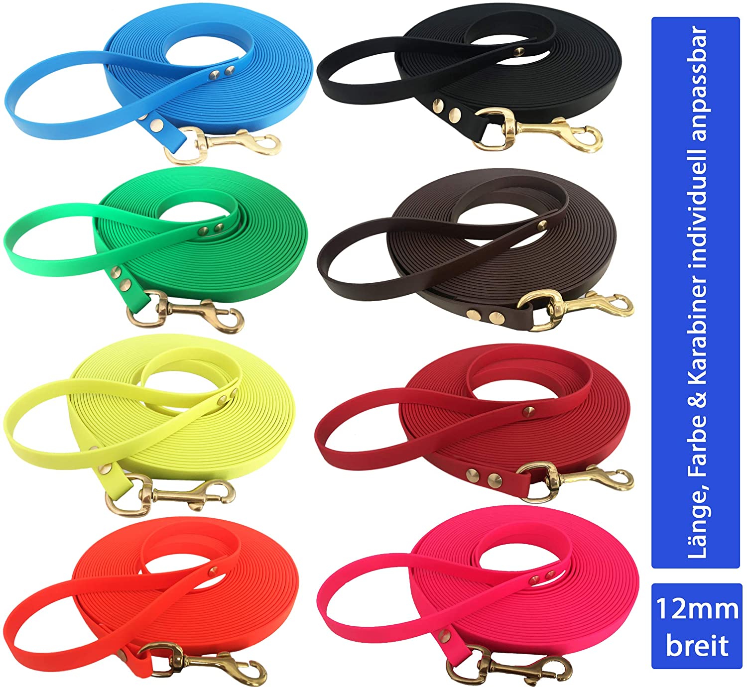  bio-leine Correa Muy Ligera para Cachorros y Perros pequeños de Biothane con Correa de Mano, 2 – 15 Metros de Largo, 14 Colores, 12 mm de Ancho 