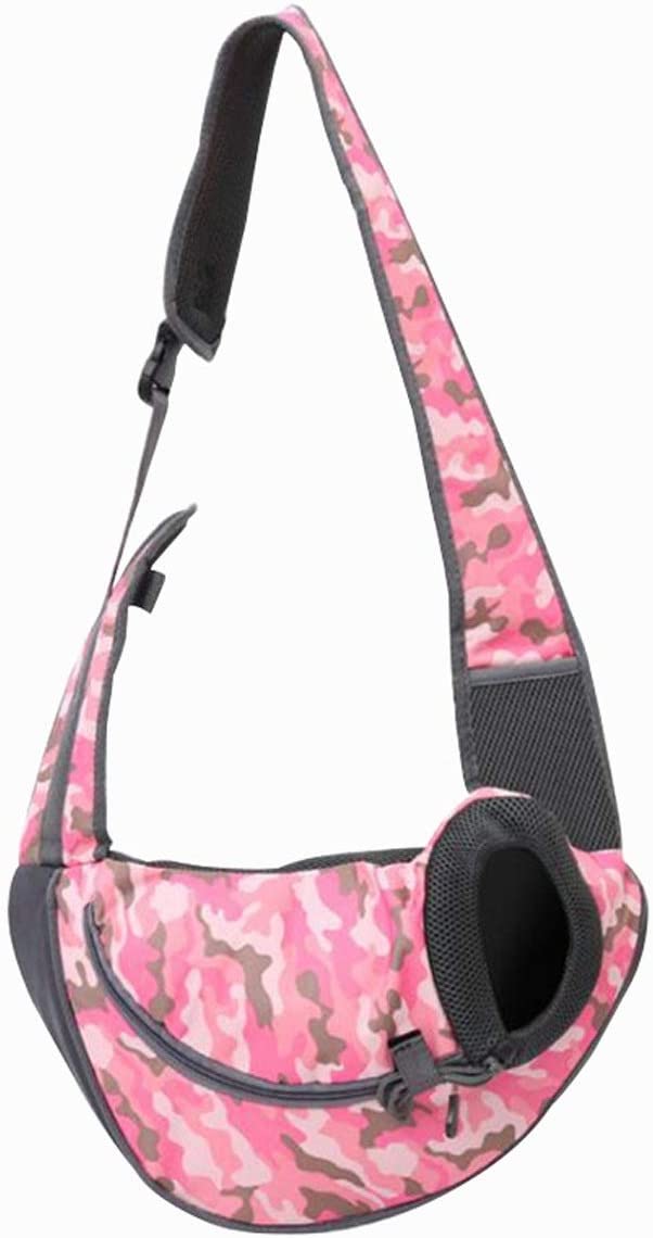  Camuflaje Portadores De Perros para Perros Pequeños hasta 10 Libras Mochila Portadora Viaje para Gato Perro Cachorro Andar en Bicicleta Senderismo S/M（Azul/Rosa） (Color : Pink, Size : M:47x14x29cm) 