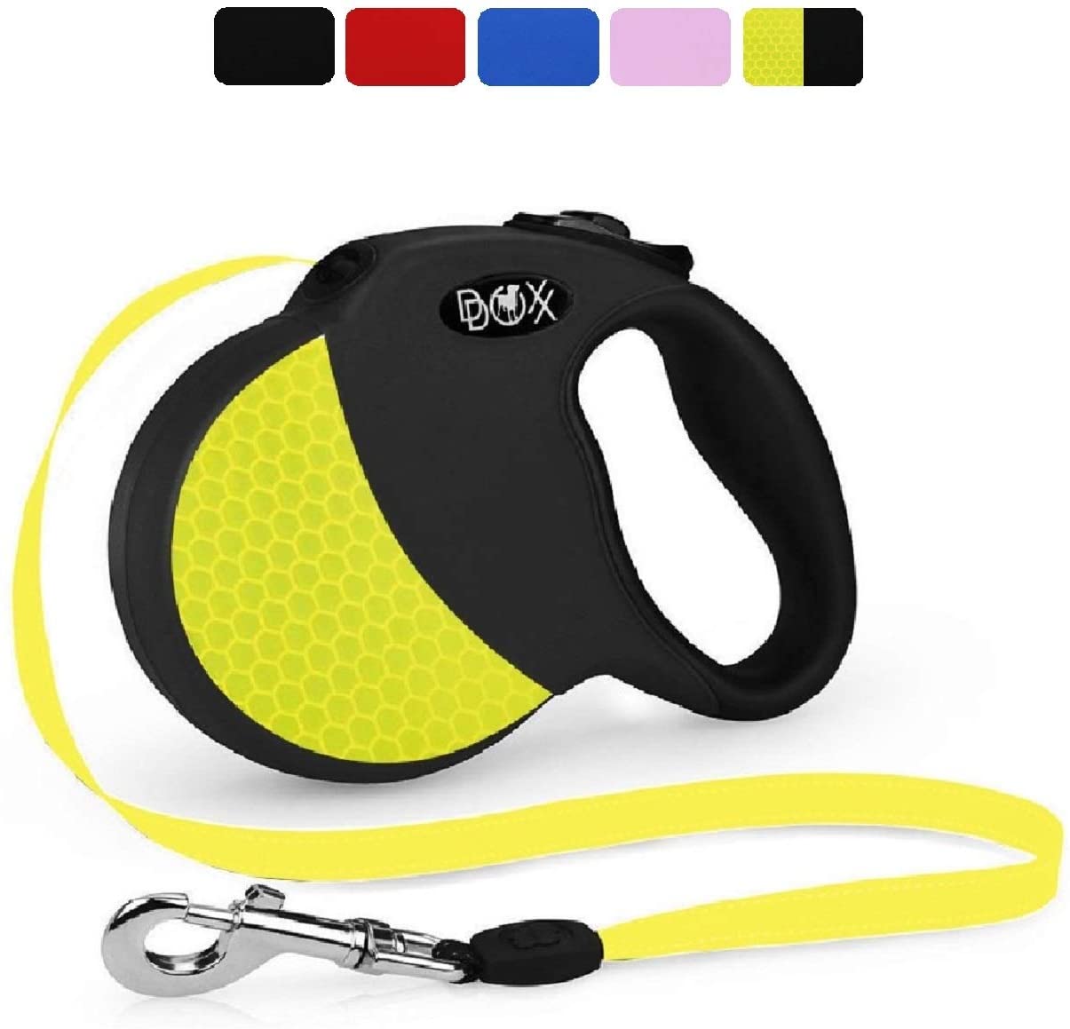  DDOXX Correa Extensible Perro, Reflectante, Retráctil | Diferentes Colores & Tamaños | para Perros Pequeño, Mediano y Grande | Accesorios Gato Cachorro | XS, 3 m, 8 kg, Negro/Amarillo Neon 