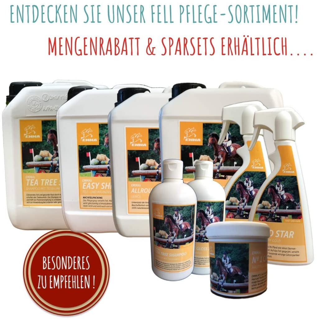  EMMA ♥ Aceite de linaza para Caballos pienso para Caballos complemento alimenticio I ácidos grasos Omega 3-6 en Aceite I prensado en frío I vitaminas A, D y E I para Pelo Brillante y energía 1 litro 