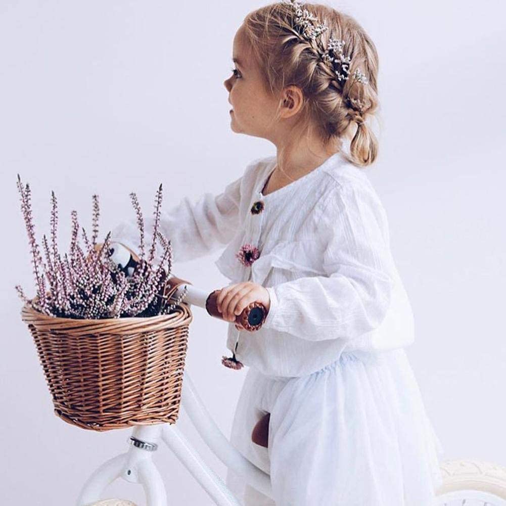  Fllyingu - Cesta de mimbre para bicicleta, diseño vintage, ideal para manualidades, color marrón 