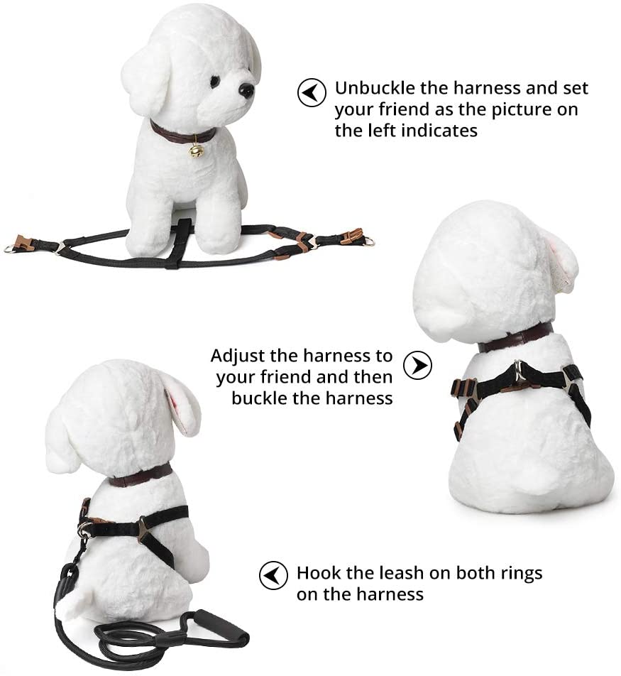  HAODIUSB88 Nylon Tejido Perro Correa Collar Arnés de Pecho Cuerda Resistente y arnés Ajustable 1,2 m Correa de Fuerte de Perro Resistente（S） 