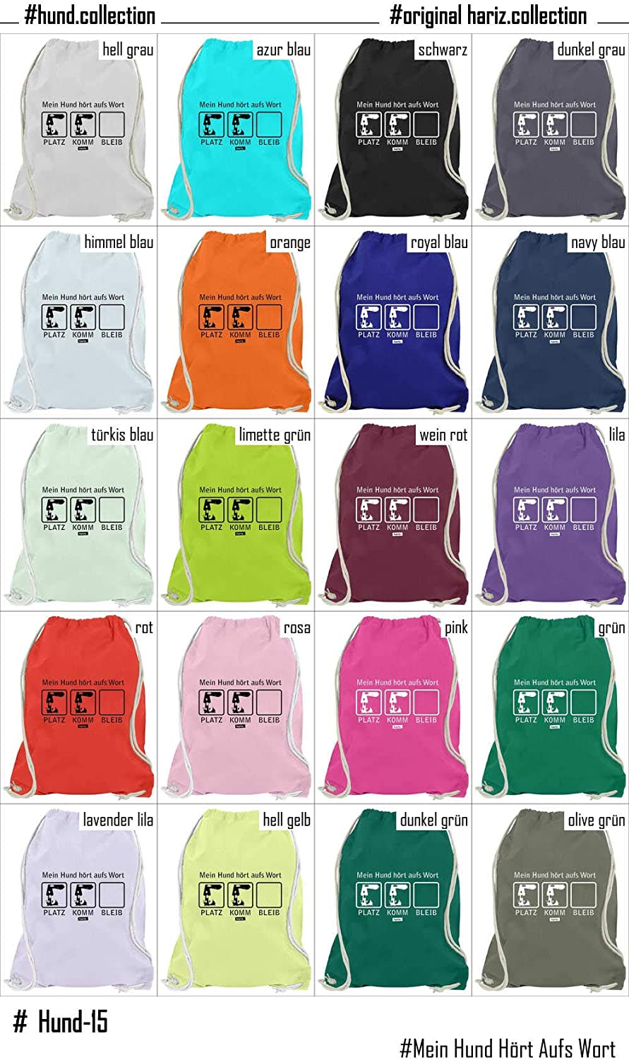  Hariz - Bolsa de Deporte con Texto en alemán Mein Hund Hört Aufs Wort Hund Frauchen Plus, Color Limette Grün, tamaño Talla única 