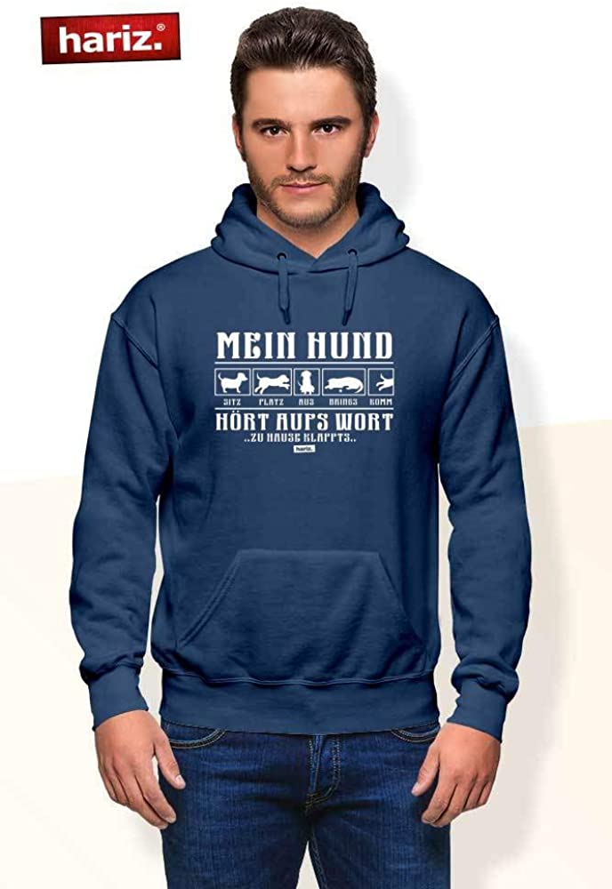  HARIZ - Sudadera con Capucha para Hombre, diseño con Texto en alemán Mein Hund Hört Aufs Wort 2 Hund Haustier Plus 