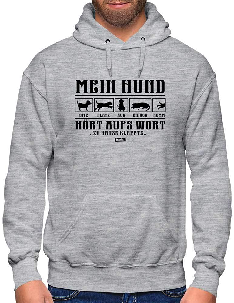  HARIZ - Sudadera con Capucha para Hombre, diseño con Texto en alemán Mein Hund Hört Aufs Wort 2 Hund Haustier Plus 