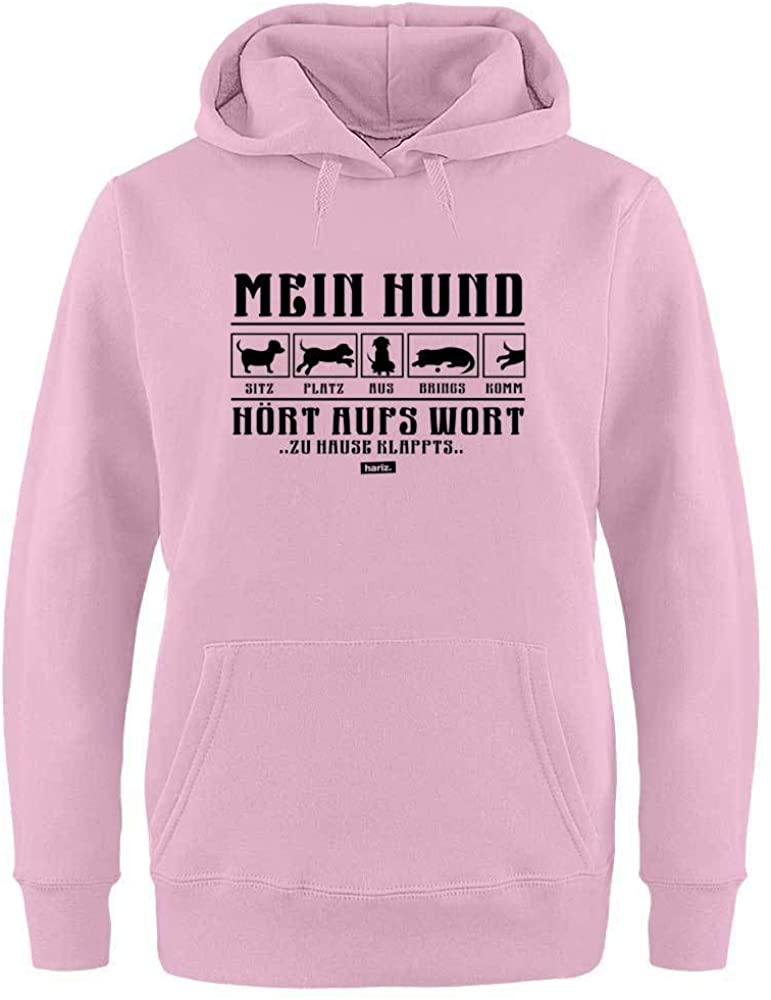 HARIZ - Sudadera con Capucha para Mujer con Texto en alemán Mein Hund Hört Aufs Wort 2 Hund Haustier Plus Rosa XS 