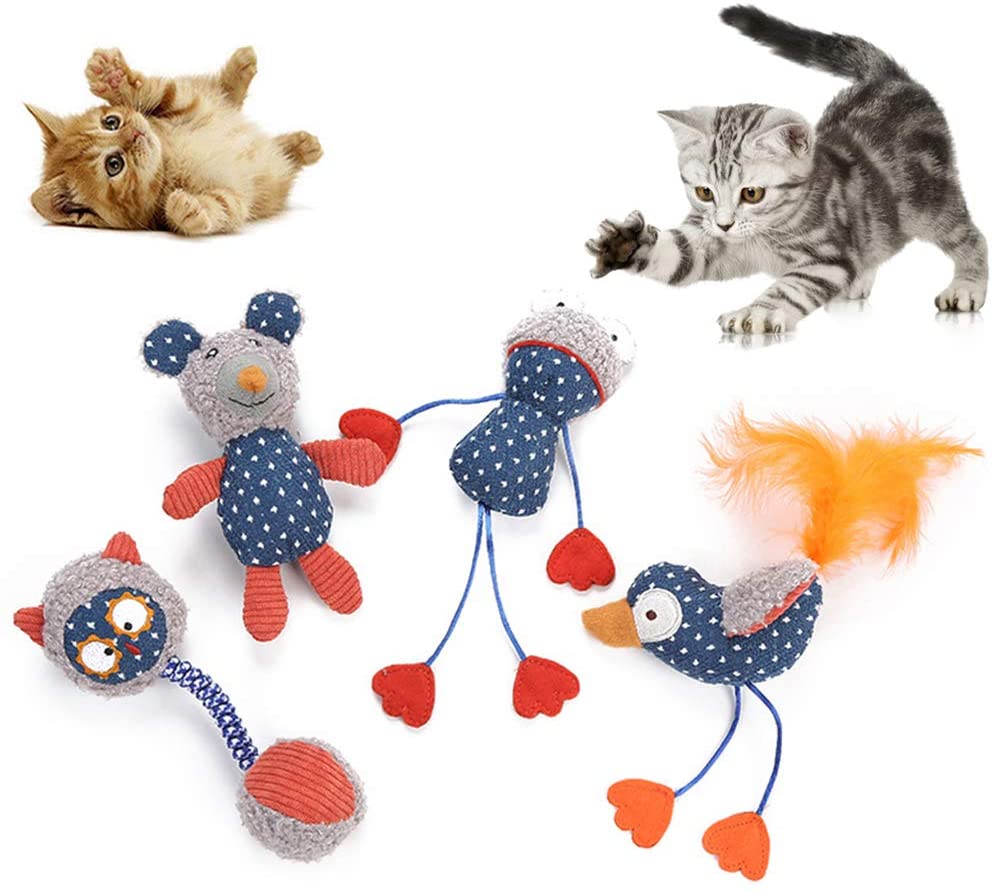  Hzb821zhup Juguete para Gato, diseño de Rana y pájaro, Juguete de Peluche para Mascotas, Gatos, Gatitos y Gatos, Juguete Interactivo para Masticar 