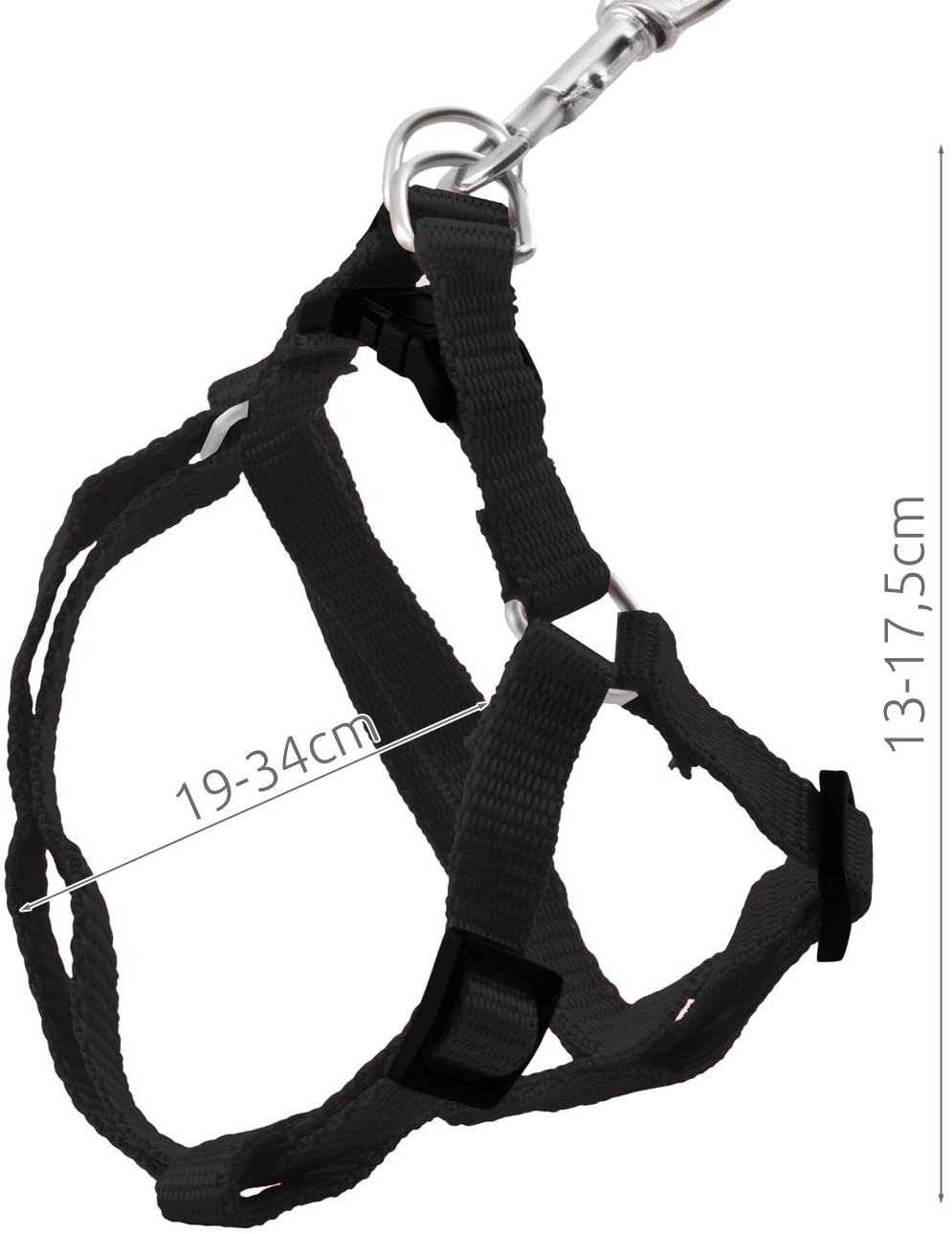  ISO TRADE Correa con arnés para Perro pequeño, Gato, Conejo - Negro Rojo Azul Verde 2624, Farbe/Color:Schwarz/Black 