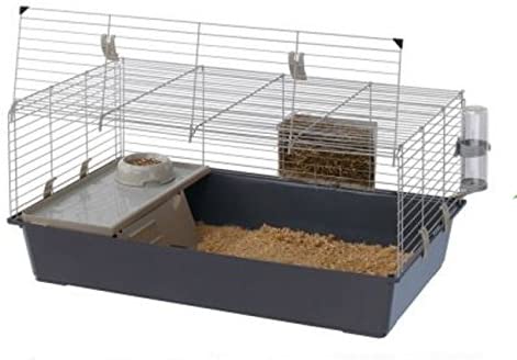 Jaula para conejos y cobayas, con apertura frontal, accesorios incluidos, ideal para tu mascota 