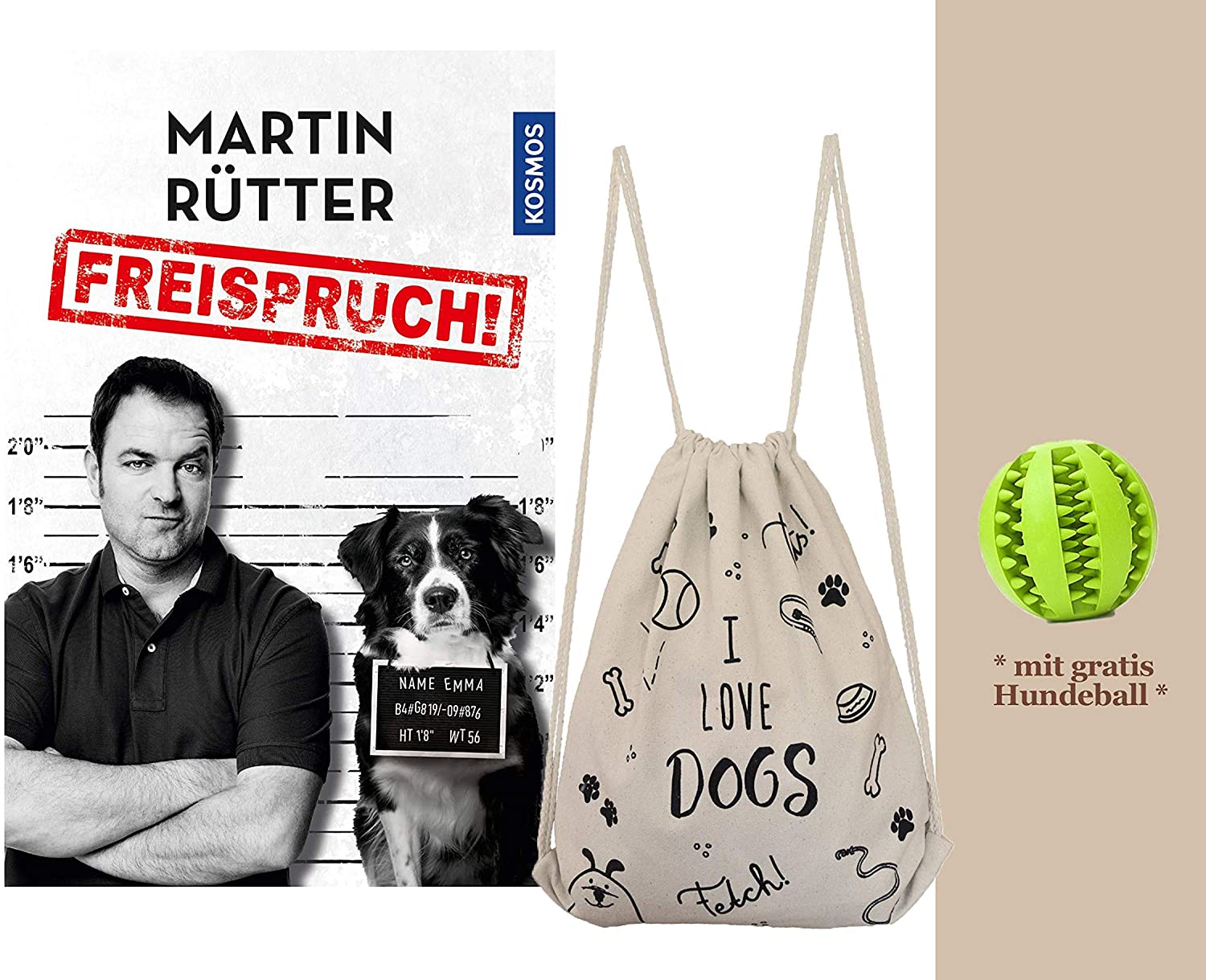  Kos mos Martin Rütter – Pelota para el Cuidado Dental, para Perros, Incluye Bolsa de Deporte para Perros 