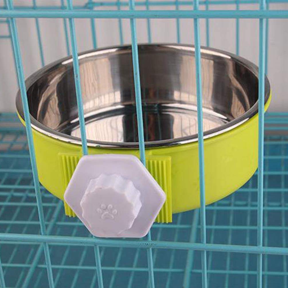  Lvguang Cuenco de plástico de Acero Inoxidable para Mascotas, Cuenco 2 en 1 para Comedor, para Perro, Gato y Animales pequeños, Cuencos para Jaula de alimentación (Verde#4 