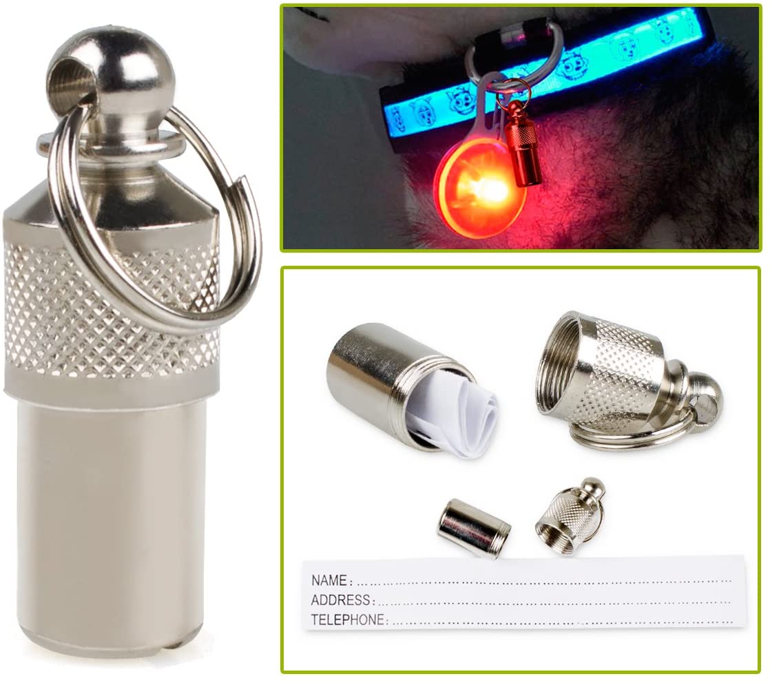  morpilot Collar LED Luz Perro, 6Pcs Clip-on Luces de Colores de Seguridad Luminoso Impermeable para Mascotas con Etiquetas de Identificación para Caminar por la Noche, 6 Baterías Incluidas 