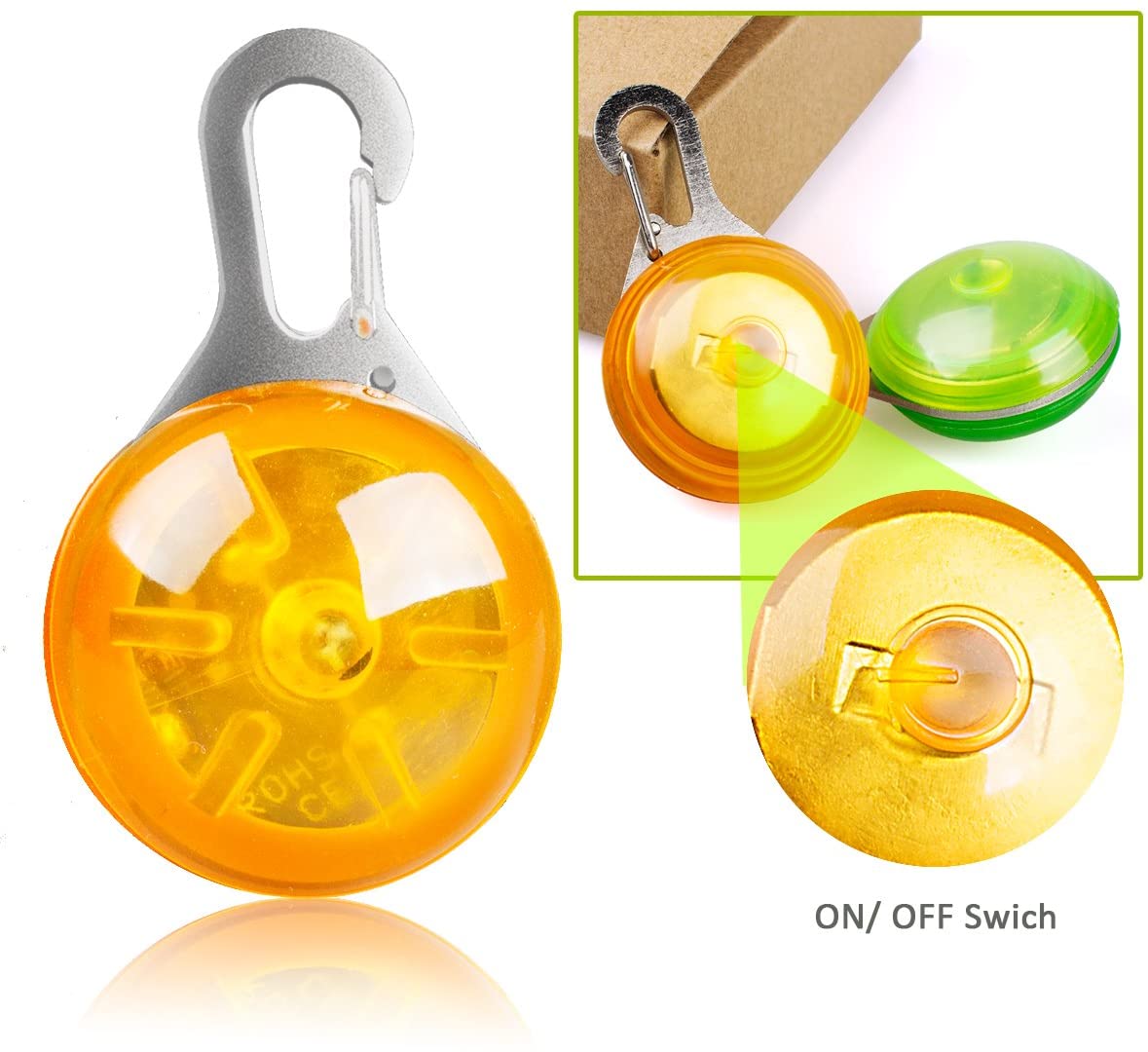  morpilot Collar LED Luz Perro, 6Pcs Clip-on Luces de Colores de Seguridad Luminoso Impermeable para Mascotas con Etiquetas de Identificación para Caminar por la Noche, 6 Baterías Incluidas 