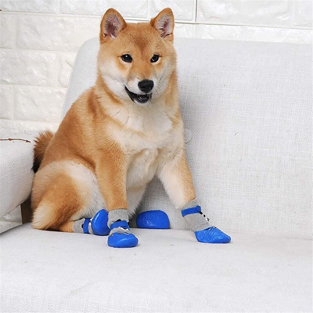  Perro De Mascota Zapatos Zapatos For La Lluvia Impermeables For Perros Pequeños Razas Del Gato Del Perro Casero Calcetines De Goma De Silicona For Mascotas Perro Botas ( Color : Black , Size : M ) 