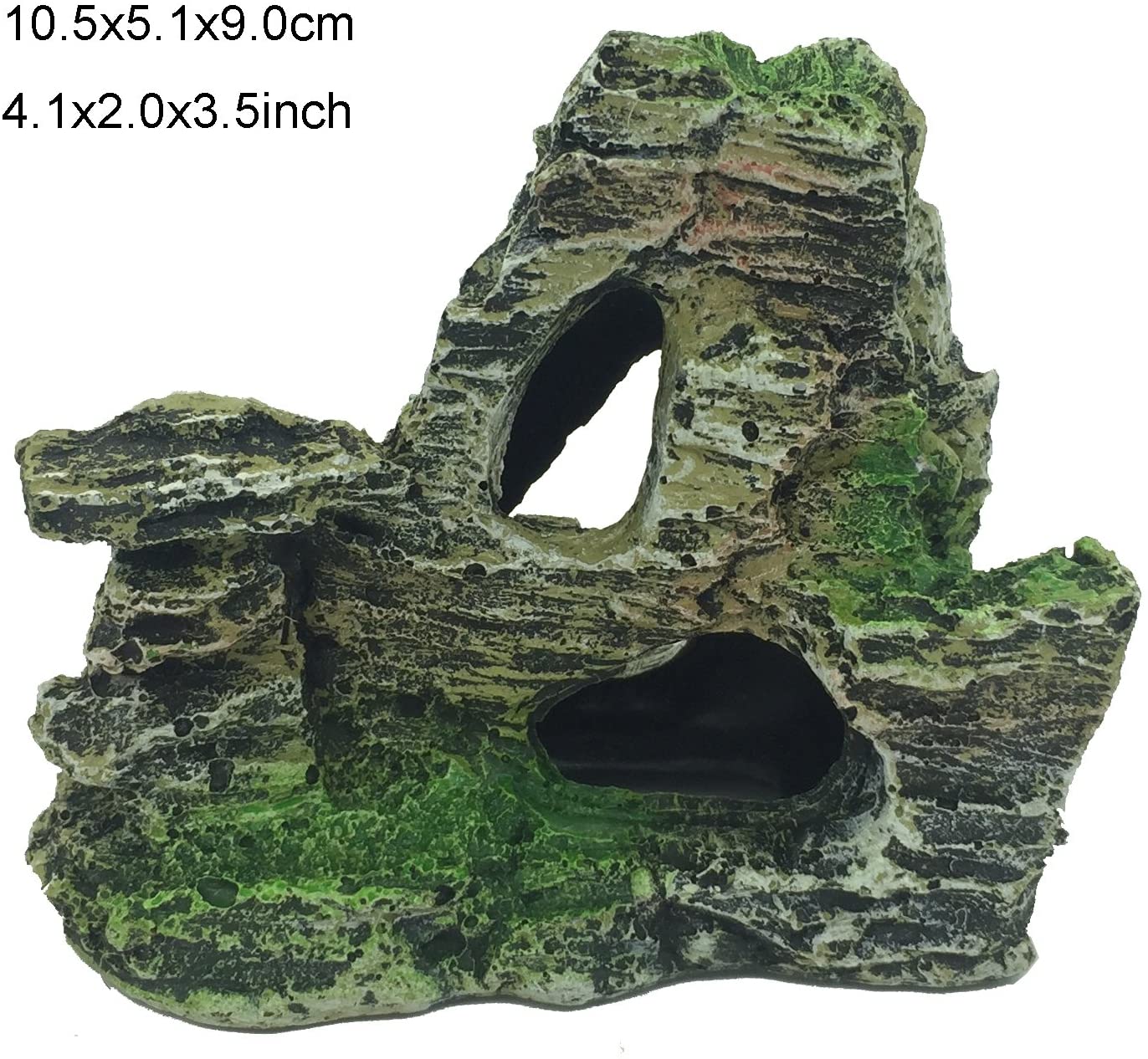  PietyPet - Decoración para pecera, 9 plantas verdes de acuario de plástico y acuario, arrecife de montaña, cueva de roca, resina, pecera, decoración para pecera 