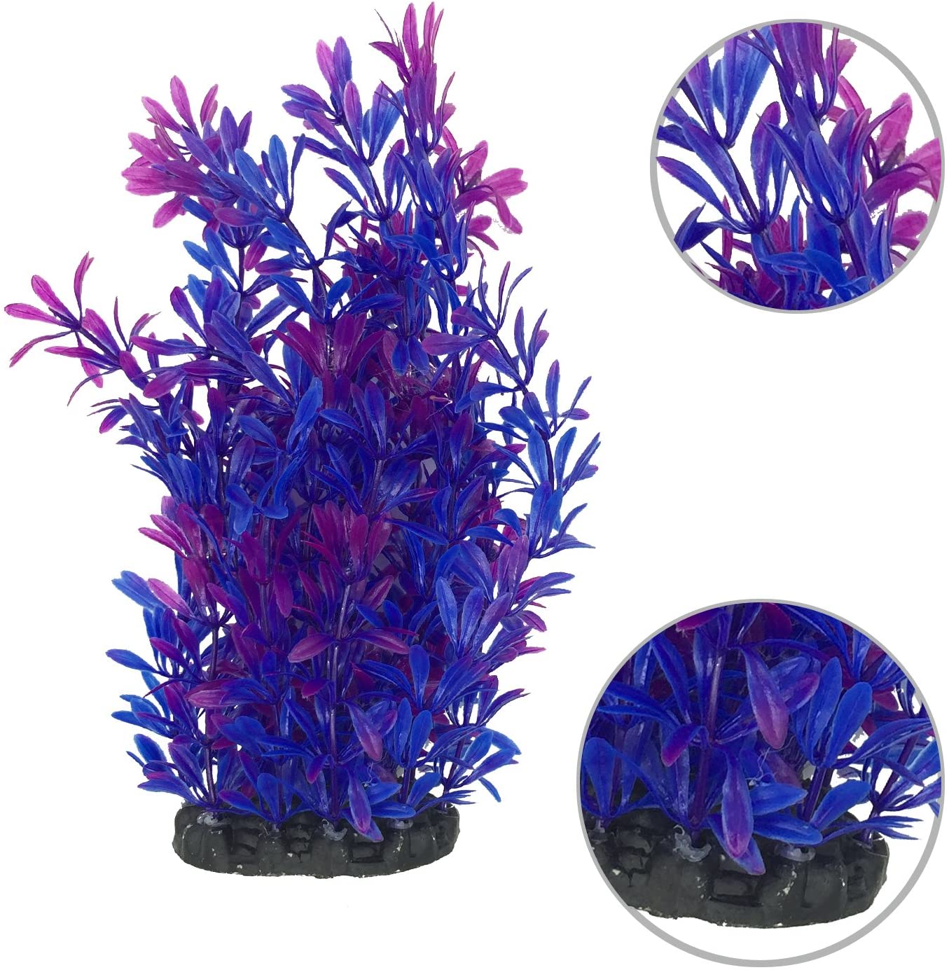  Plantas acuáticas artificiales, PietyPet 7 piezas Plantas grandes de acuario Decoraciones plásticas del tanque de peces, Planta de simulación viva Criatura Acuario Paisaje morado 