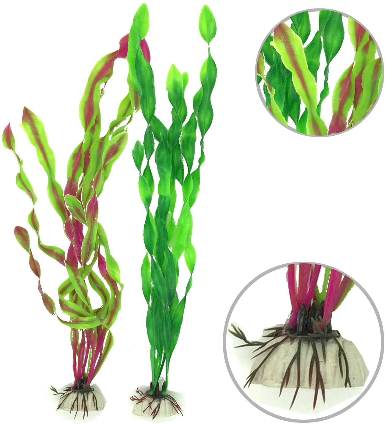  Plantas acuáticas artificiales, PietyPet 7 piezas Plantas grandes de acuario Decoraciones plásticas del tanque de peces, Planta de simulación viva Criatura Acuario Paisaje morado 