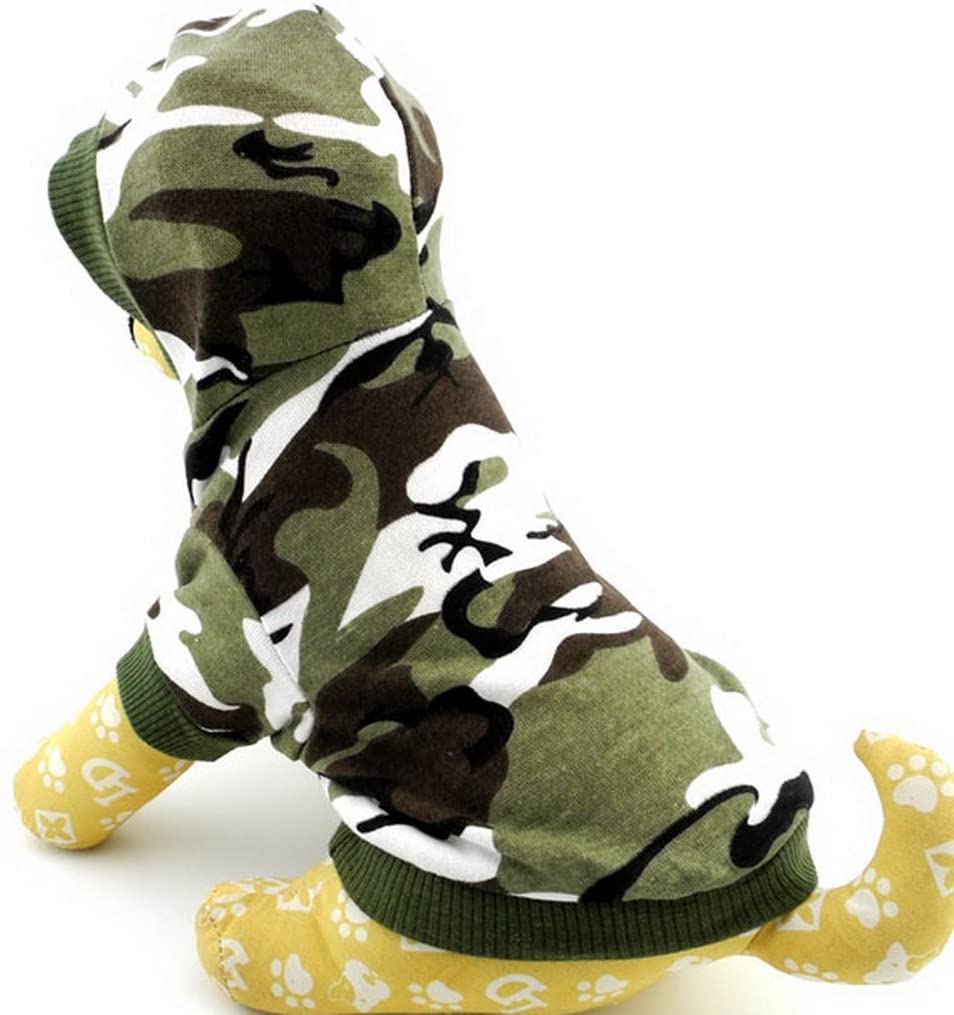  smalllee _ Lucky _ store Ropa de camuflaje camisa de perro con sudadera con capucha para perros de Smalllee_ lucky_store, color verde para perros pequeños S 