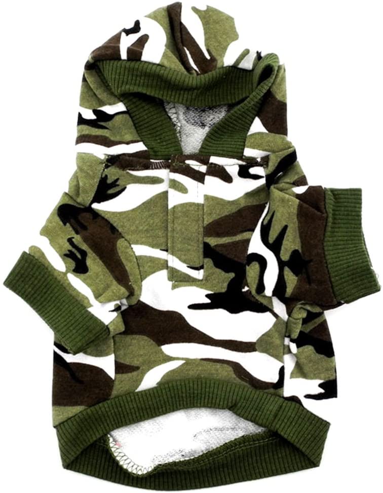  smalllee _ Lucky _ store Ropa de camuflaje camisa de perro con sudadera con capucha para perros de Smalllee_ lucky_store, color verde para perros pequeños S 