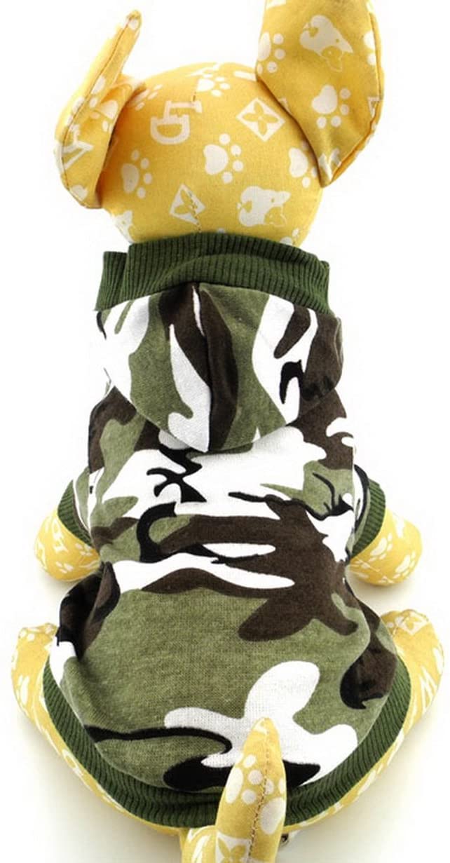  smalllee _ Lucky _ store Ropa de camuflaje camisa de perro con sudadera con capucha para perros de Smalllee_ lucky_store, color verde para perros pequeños S 