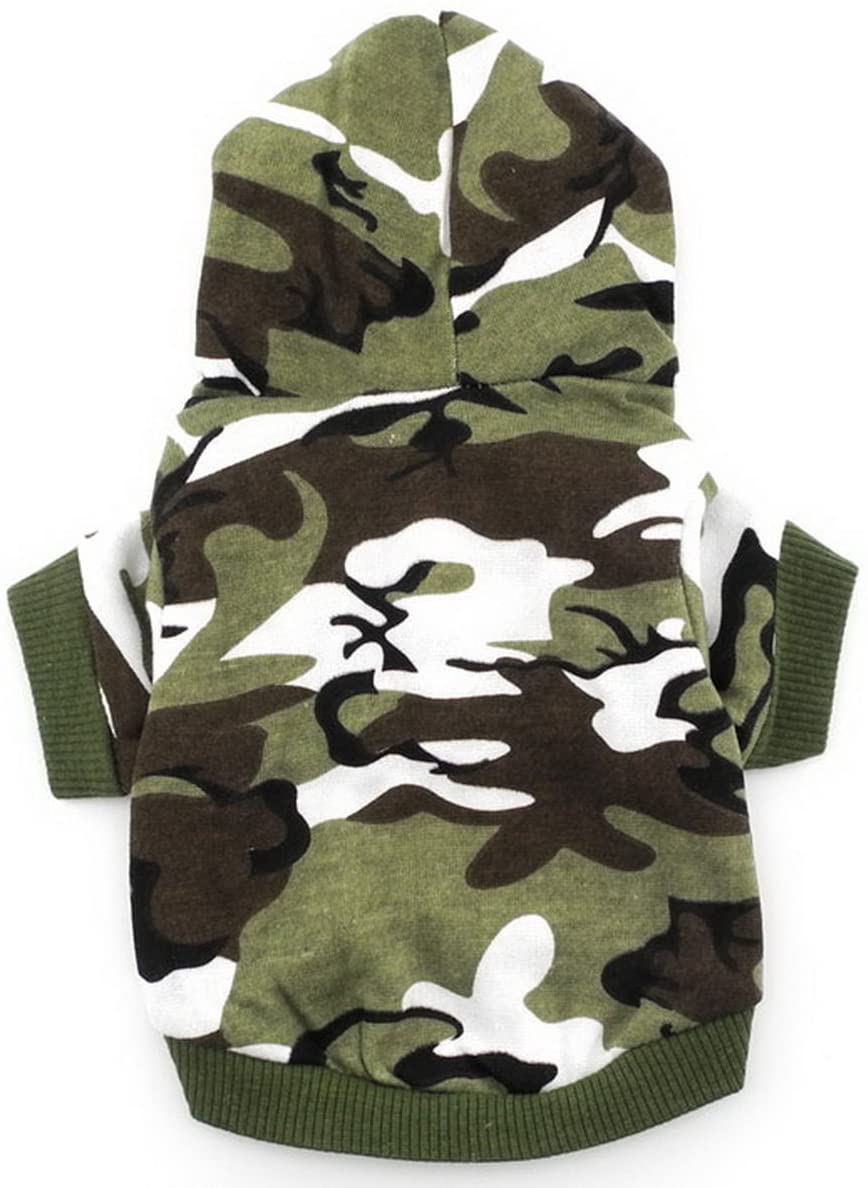  smalllee _ Lucky _ store Ropa de camuflaje camisa de perro con sudadera con capucha para perros de Smalllee_ lucky_store, color verde para perros pequeños S 