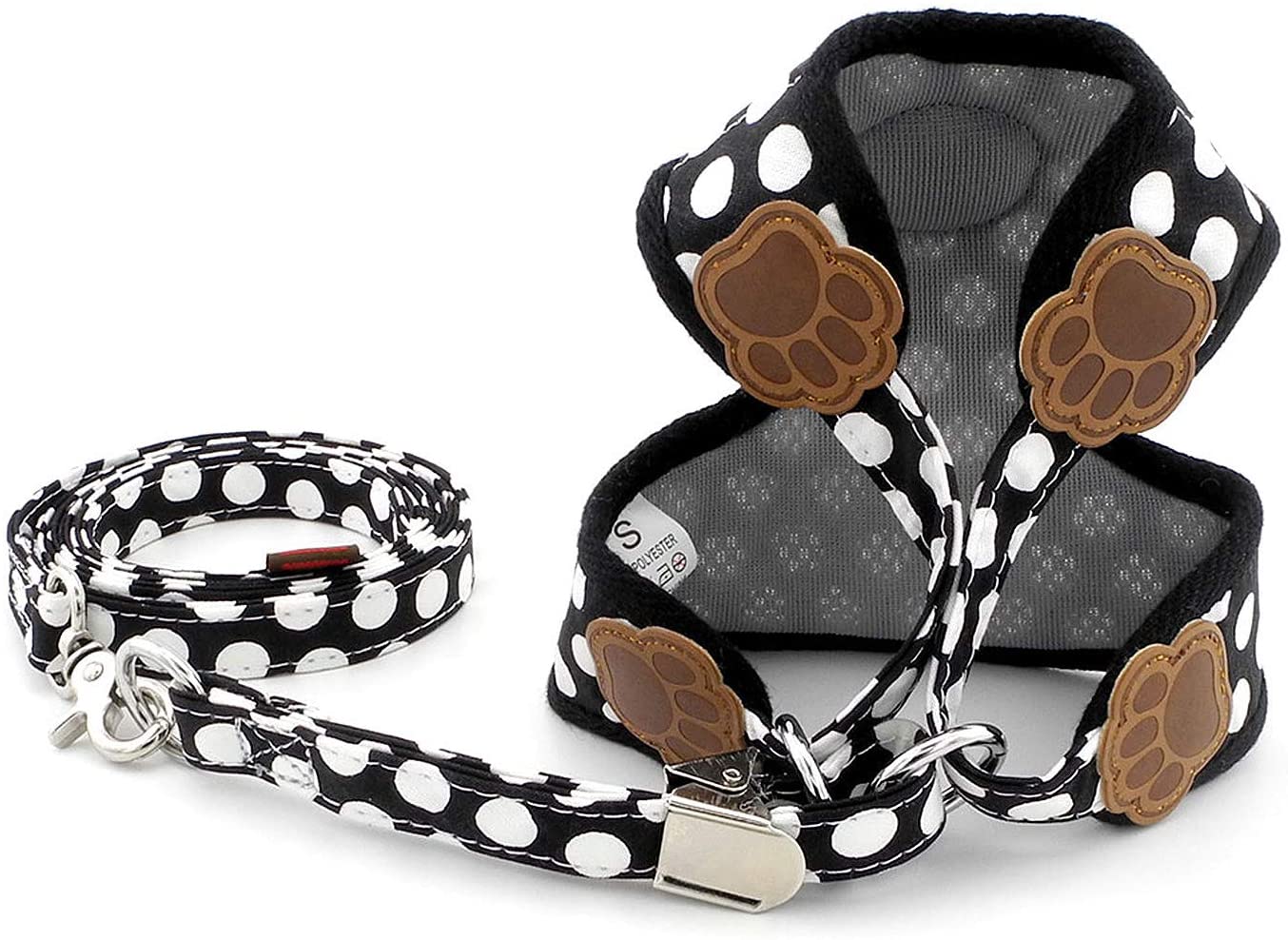  smalllee_lucky_store Chaleco Perro o Gato, Suave, Malla de Nailon, con Correa y arnés, Color Negro, Talla S 