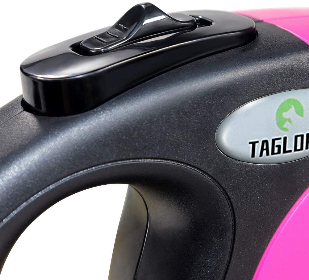  Taglory Correa Extensible Perro medianos y pequeño, Cuerda para Perros retractil, Nylon Fuerte Adecuado para Perros de hasta 20 kg, sin enredo y manija Antideslizante,Rosa 