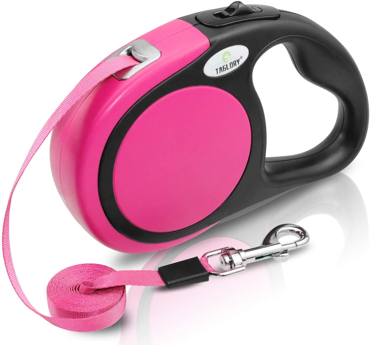  Taglory Correa Extensible Perro medianos y pequeño, Cuerda para Perros retractil, Nylon Fuerte Adecuado para Perros de hasta 20 kg, sin enredo y manija Antideslizante,Rosa 