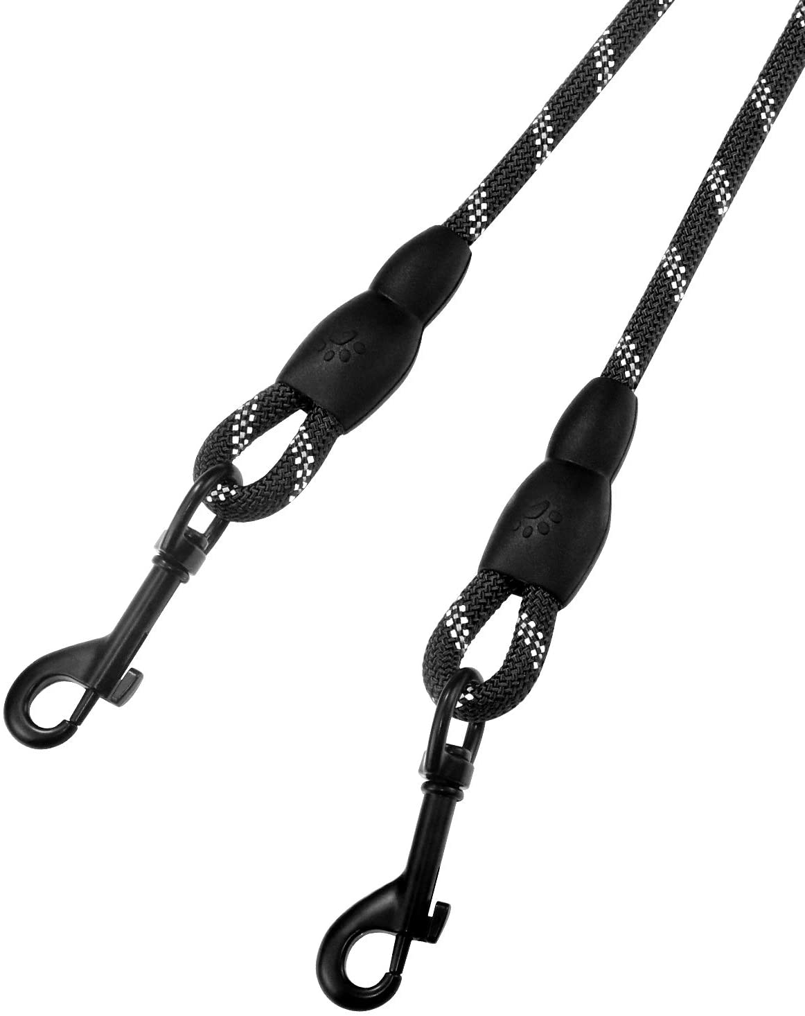  Taglory Correas Dobles/Correa de Perro para Dos Perros/Acoplador Divisor Fuerte para Perros pequeño medianos Grandes/Giratorio 360 ° sin enredos/Cuerda de escalada/75cm Negro 