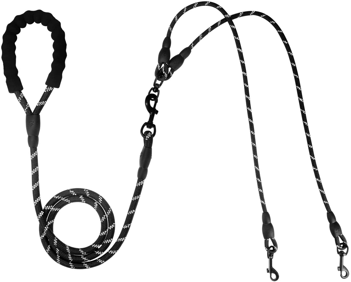  Taglory Correas Dobles/Correa de Perro para Dos Perros/Acoplador Divisor Fuerte para Perros pequeño medianos Grandes/Giratorio 360 ° sin enredos/Cuerda de escalada/75cm Negro 