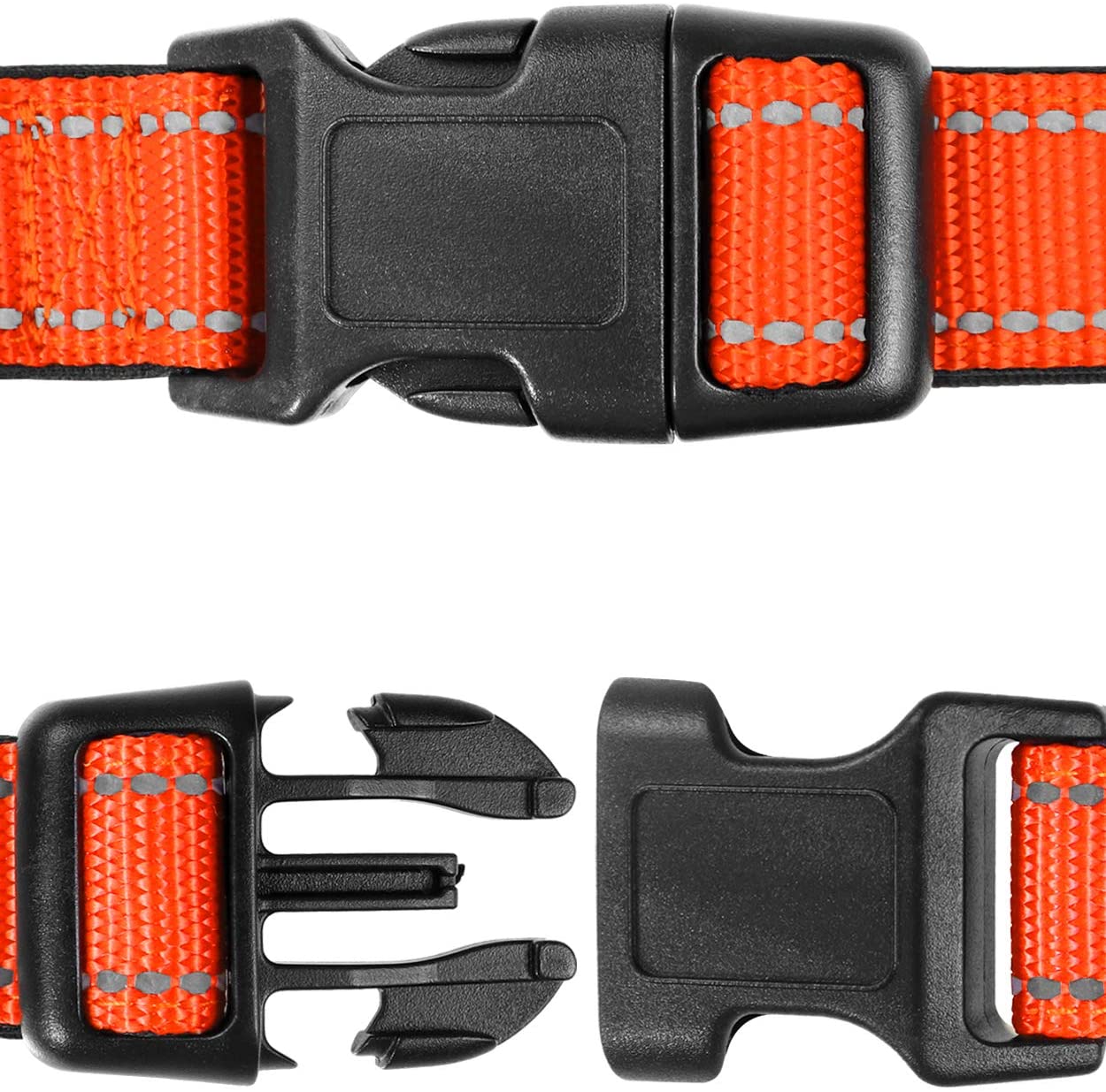  TagME Collar de Perro Reflectante Personalizado,Placa de Acero Inoxidable,Grabado con Nombre y Número de Teléfono,Deslizar en Las Etiquetas de Identificación del Perro,Naranja 
