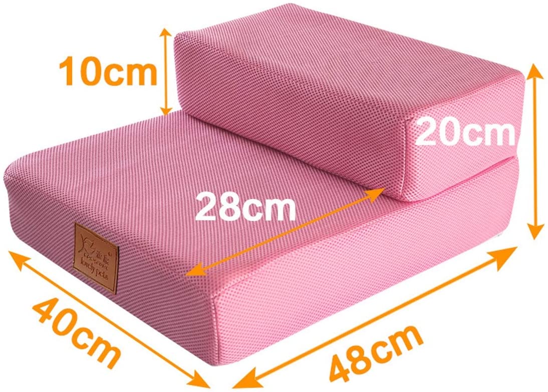  Zhyaj Rampa para Perros Escalera Perro Escaleras para Perros Cama Perro Grande Perros escaleras Altas Mascotas Tela Malla Escalera Perro Desmontable Ensamblable Fácil Limpiar Favorito Familia Rosado 